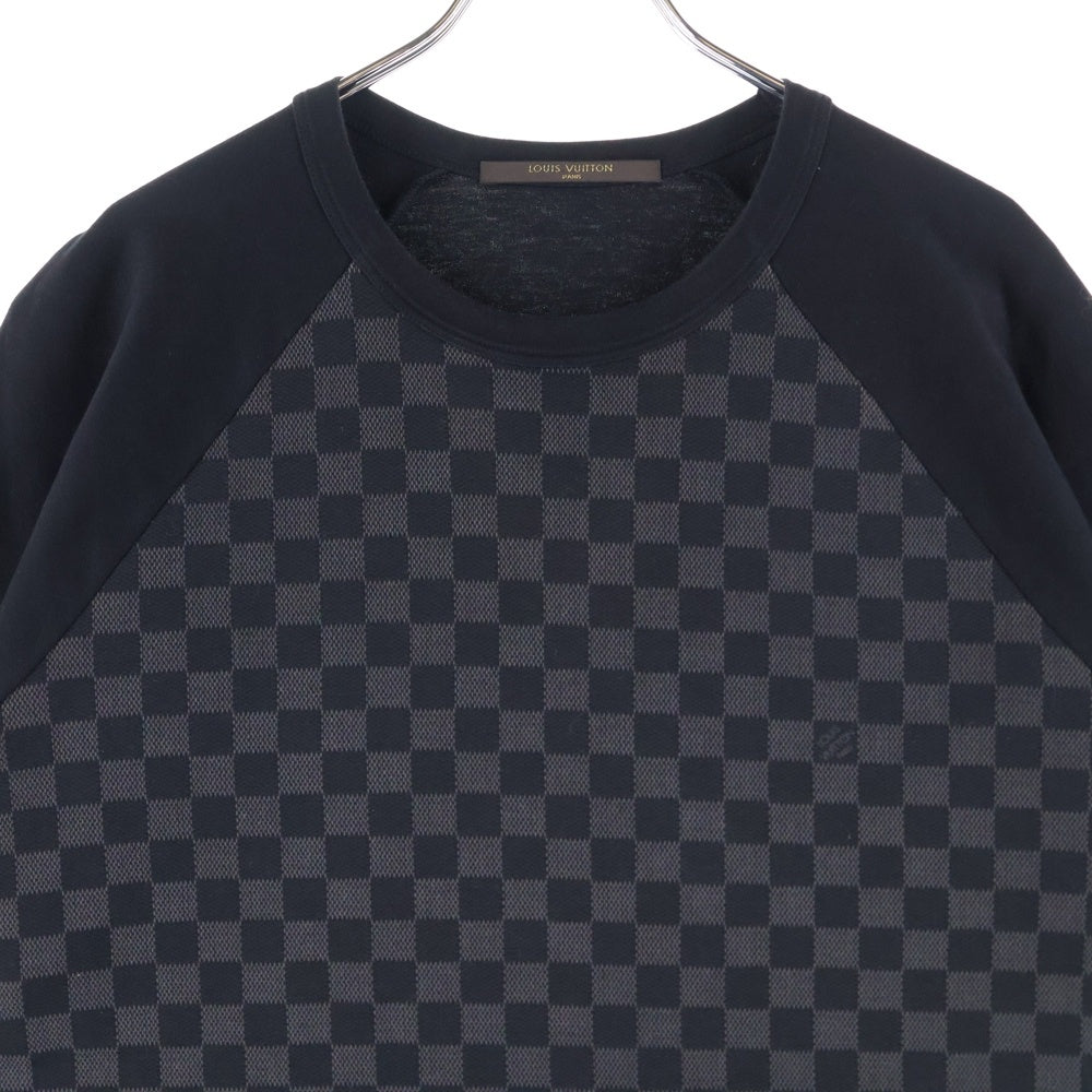 LOUIS VUITTON(ルイヴィトン) 09AW ダミエ柄 ラグランスリーブ クルーネック 半袖Tシャツ カットソー ブラック/チャコール RM092D MNJR61JE1