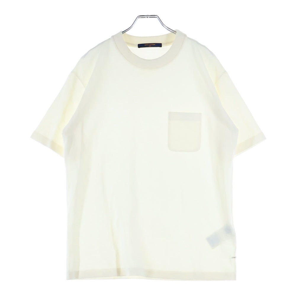 LOUIS VUITTON(ルイヴィトン) 21AW ハーフ ダミエ柄ジャガード クルーネック 半袖Tシャツ カットソー ホワイト RM212Q VHI HJY40W