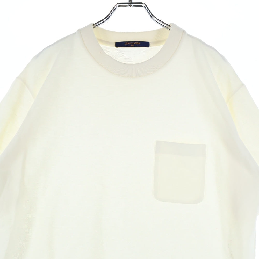 LOUIS VUITTON(ルイヴィトン) 21AW ハーフ ダミエ柄ジャガード クルーネック 半袖Tシャツ カットソー ホワイト RM212Q VHI HJY40W