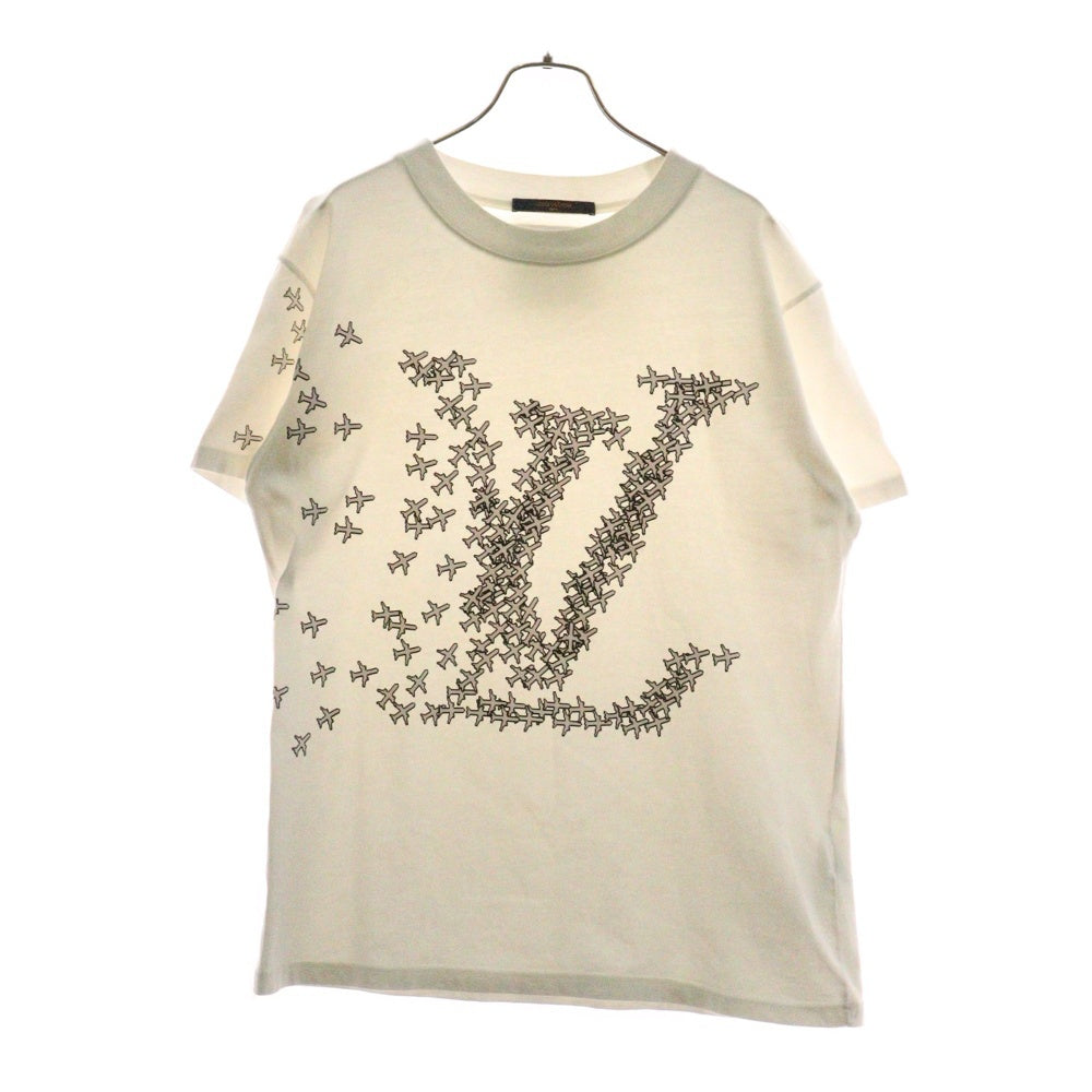 LOUIS VUITTON(ルイヴィトン) 20SS 飛行機 プレーン ロゴプリント インサイドアウト クルーネック 半袖Tシャツ カットソー ホワイト RM201Q TCL HIY49W