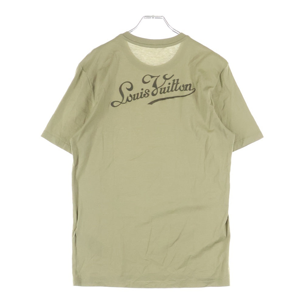 LOUIS VUITTON(ルイヴィトン) 12SS バックロゴ フロッキープリント クルーネック 半袖Tシャツ カットソー カーキ RM121M H1JR02JEZ