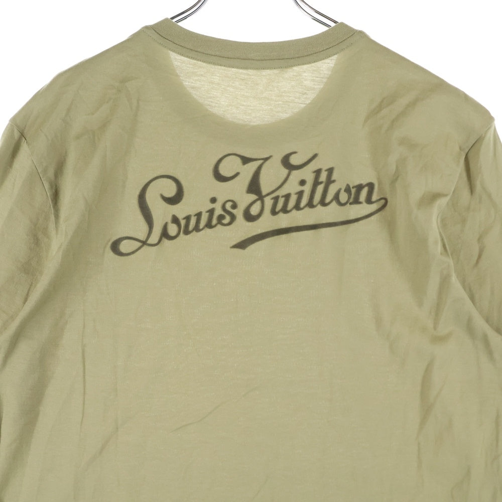 LOUIS VUITTON(ルイヴィトン) 12SS バックロゴ フロッキープリント クルーネック 半袖Tシャツ カットソー カーキ RM121M H1JR02JEZ
