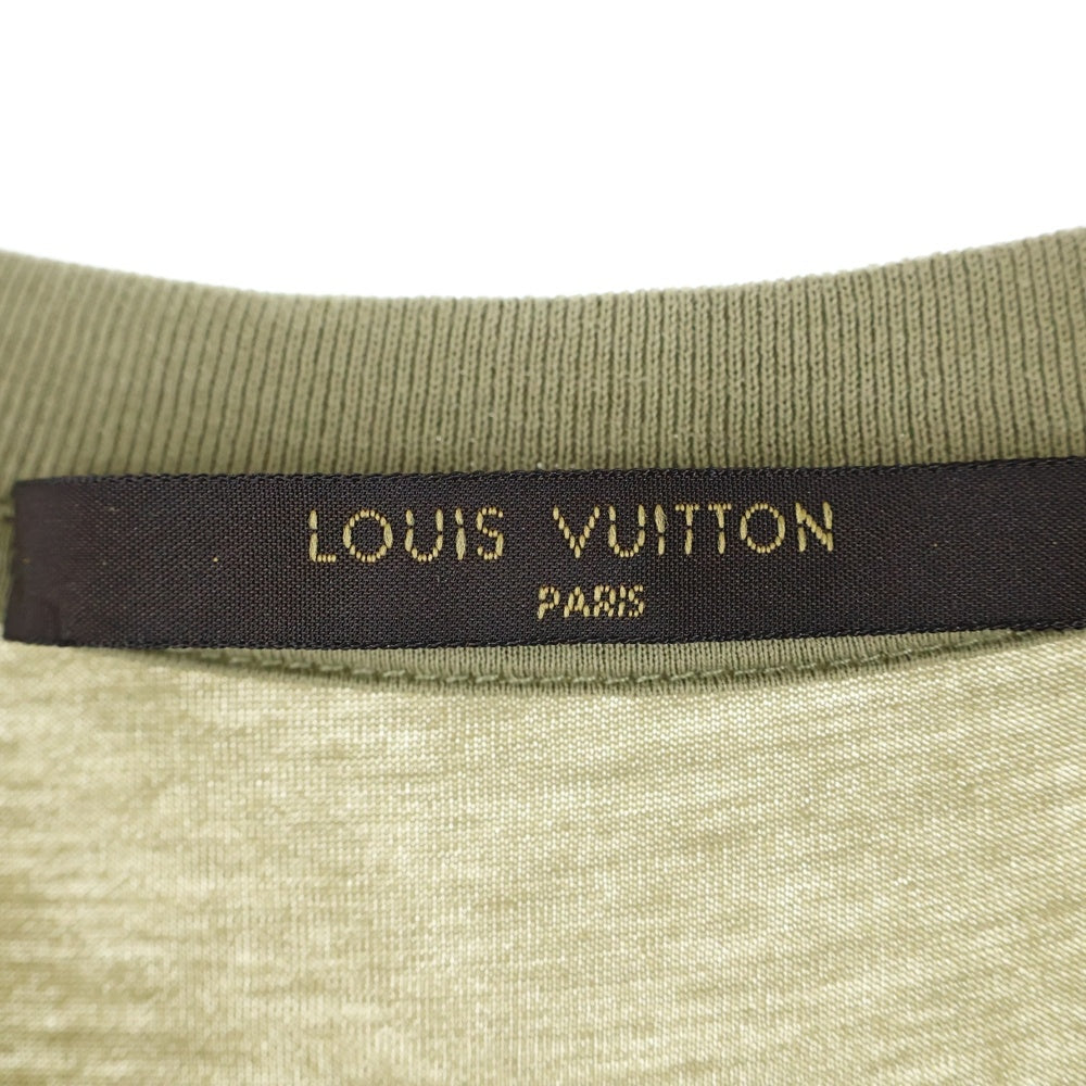 LOUIS VUITTON(ルイヴィトン) 12SS バックロゴ フロッキープリント クルーネック 半袖Tシャツ カットソー カーキ RM121M H1JR02JEZ