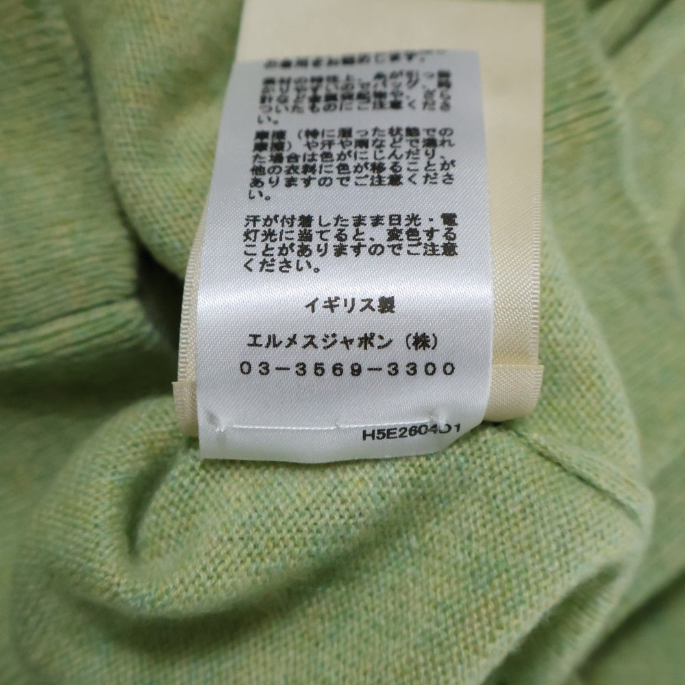 HERMES(エルメス) 25SS Hリフト ロゴ カシミヤ クルーネック プルオーバー 長袖 ニット セーター ライトグリーン レディース 5E2604D1