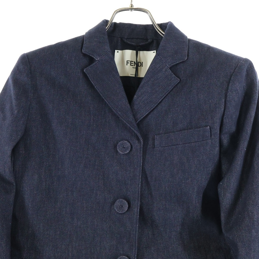 FENDI(フェンディ) アームロゴ刺繍 デニム 3B テーラードジャケット インディゴ レディース FLF765 AQ90
