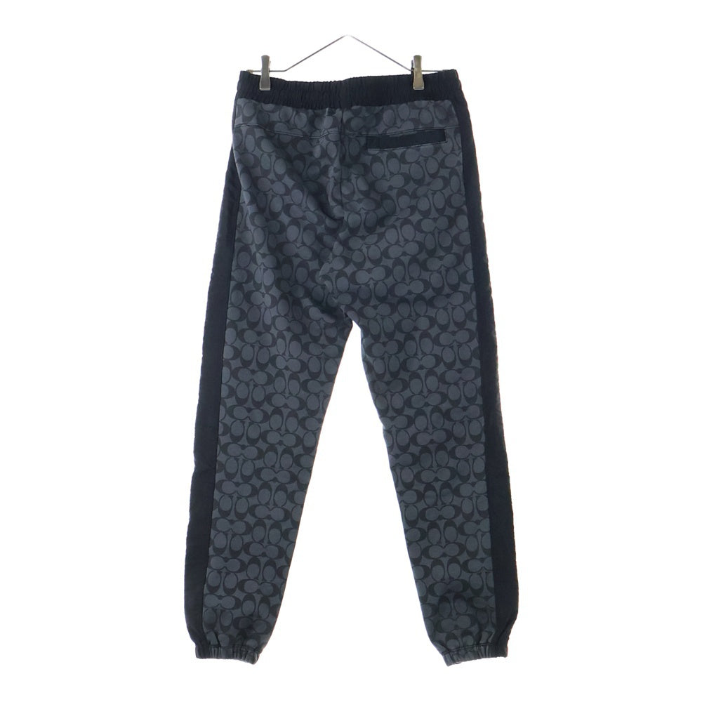 COACH(コーチ) ラバーワッペンロゴ シグネチャー 総柄 ナイロン切り替え スウェット トラック ジョガーパンツ グレー/ブラック C7806