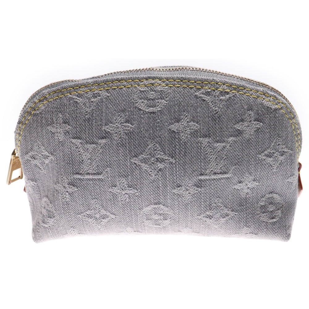 LOUIS VUITTON(ルイヴィトン) モノグラム デニム ポシェットコスメティックPM メイクポーチ ケース 収納 ライトブルー M83616 ゴールド金具