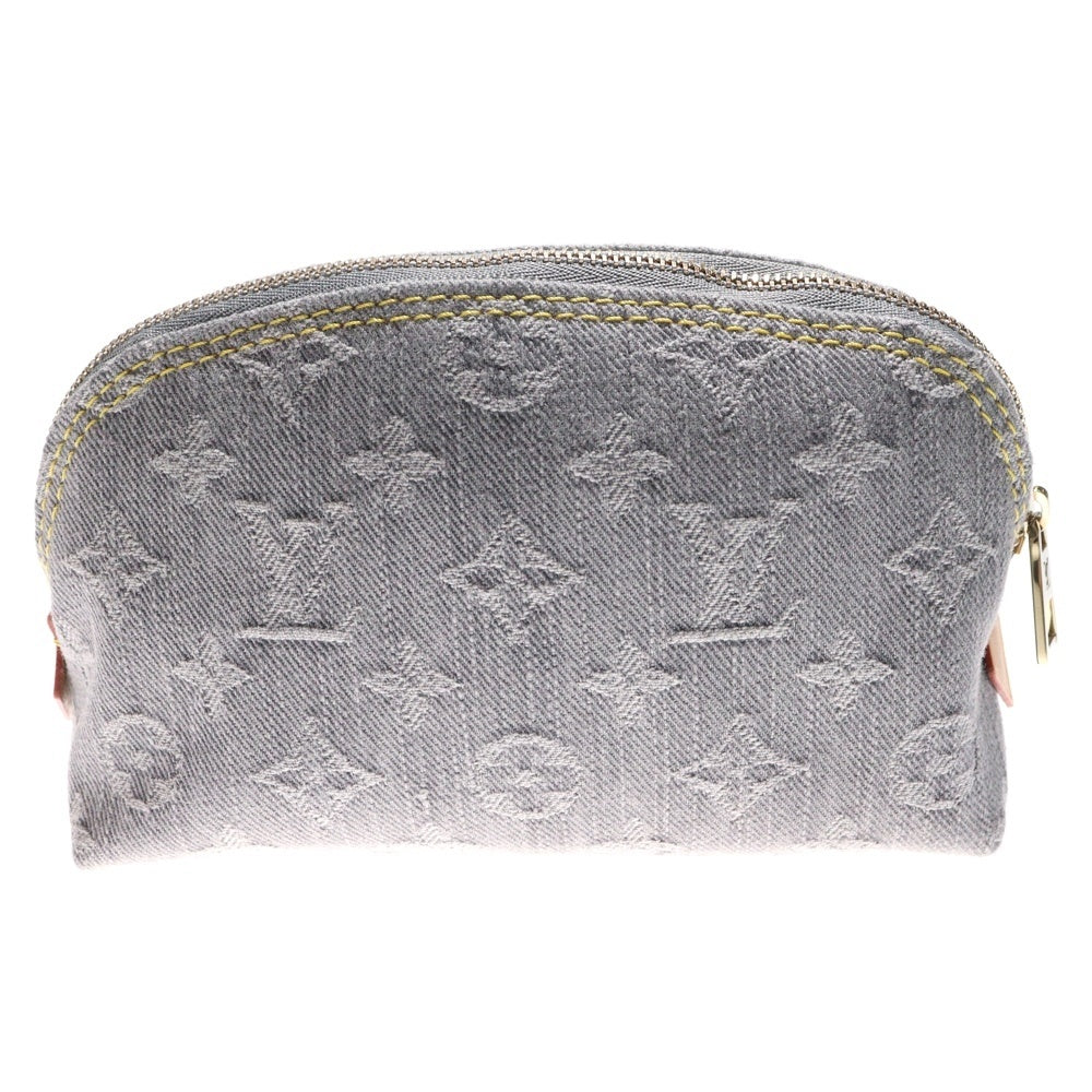 LOUIS VUITTON(ルイヴィトン) モノグラム デニム ポシェットコスメティックPM メイクポーチ ケース 収納 ライトブルー M83616 ゴールド金具
