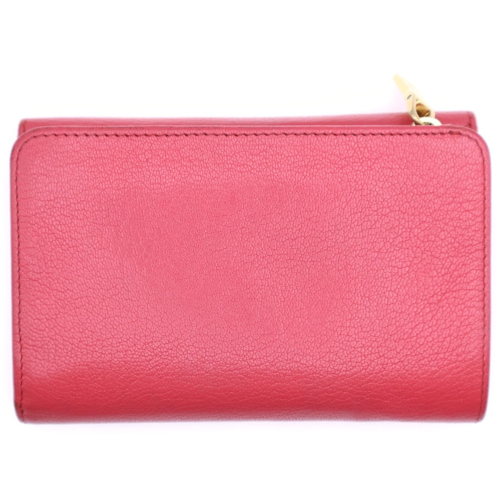 miumiu(ミュウミュウ) ロゴ フラップ ロングウォレット 長財布 カードケース レザー ピンク ゴールド金具 レディース