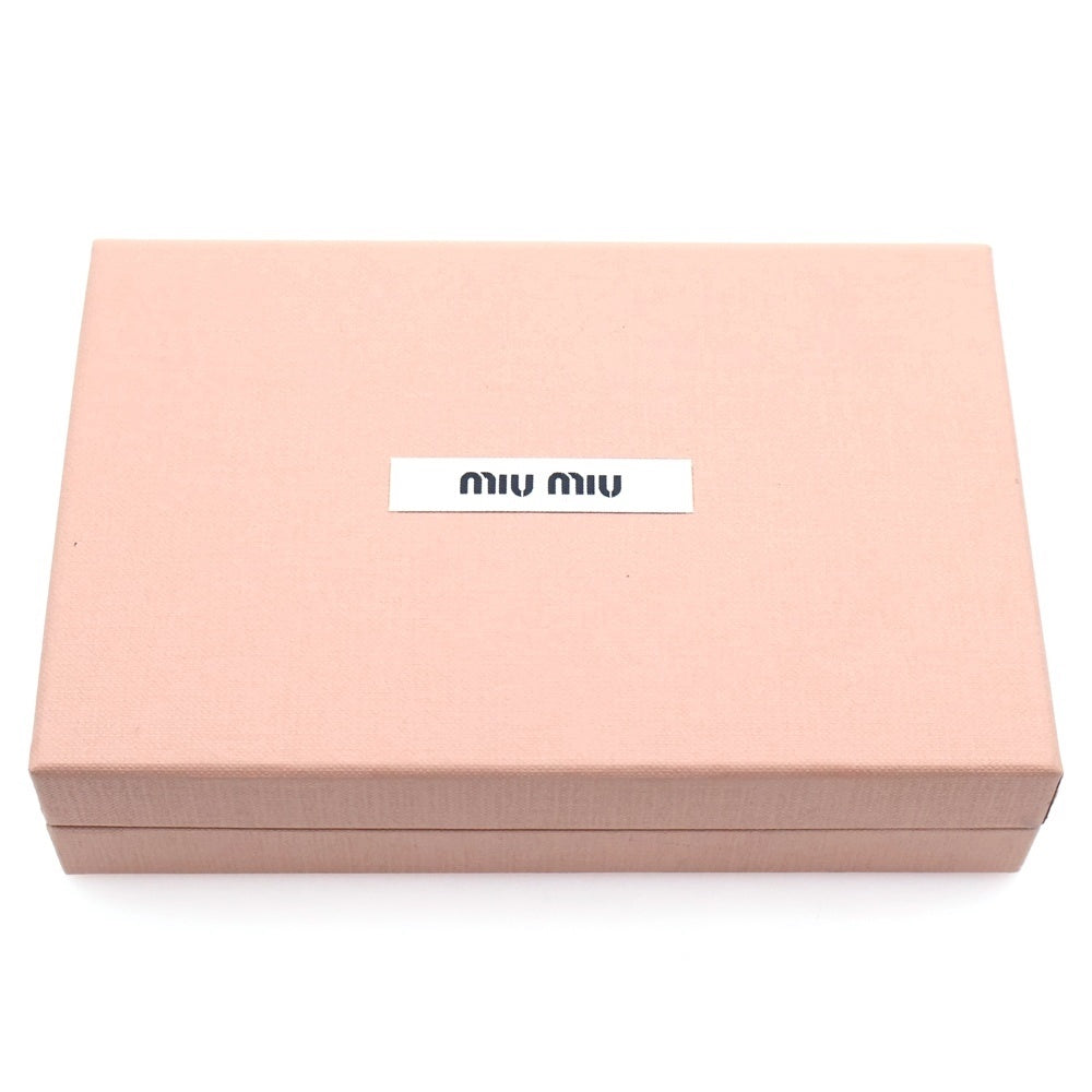 miumiu(ミュウミュウ) ロゴ フラップ ロングウォレット 長財布 カードケース レザー ピンク ゴールド金具 レディース
