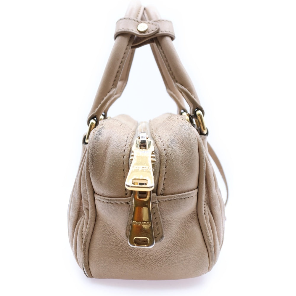 miumiu(ミュウミュウ) マテラッセ 2WAYショルダーバッグ ハンドバッグ ミニバッグ ベージュ レザー 5BB148 ゴールド金具