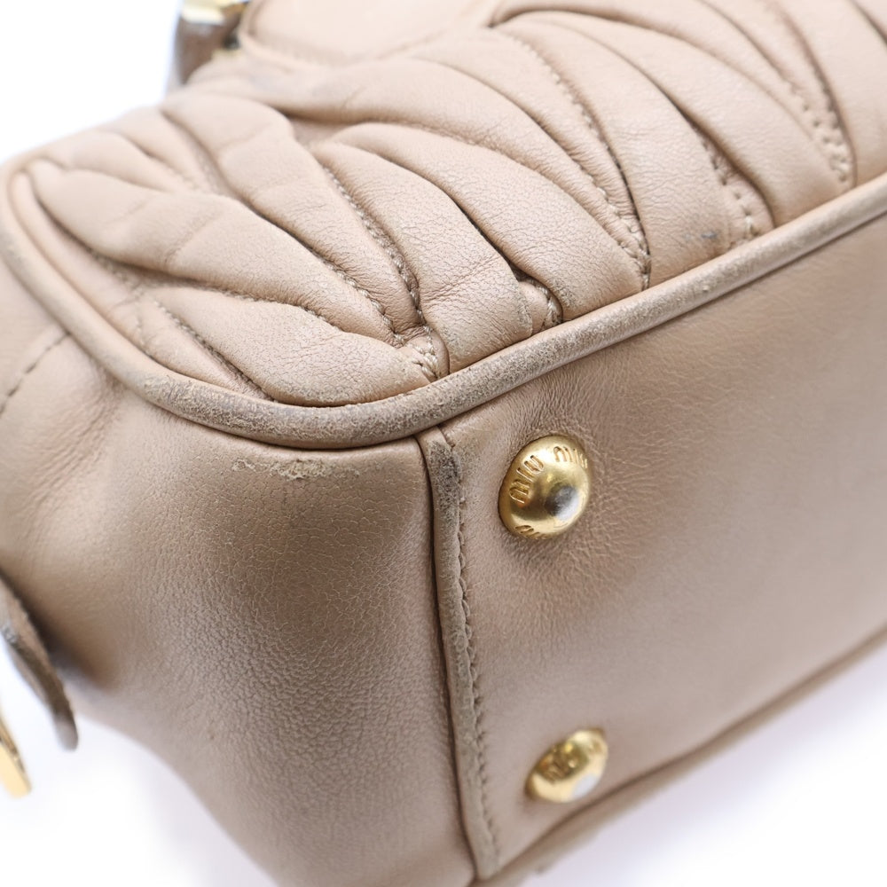 miumiu(ミュウミュウ) マテラッセ 2WAYショルダーバッグ ハンドバッグ ミニバッグ ベージュ レザー 5BB148 ゴールド金具