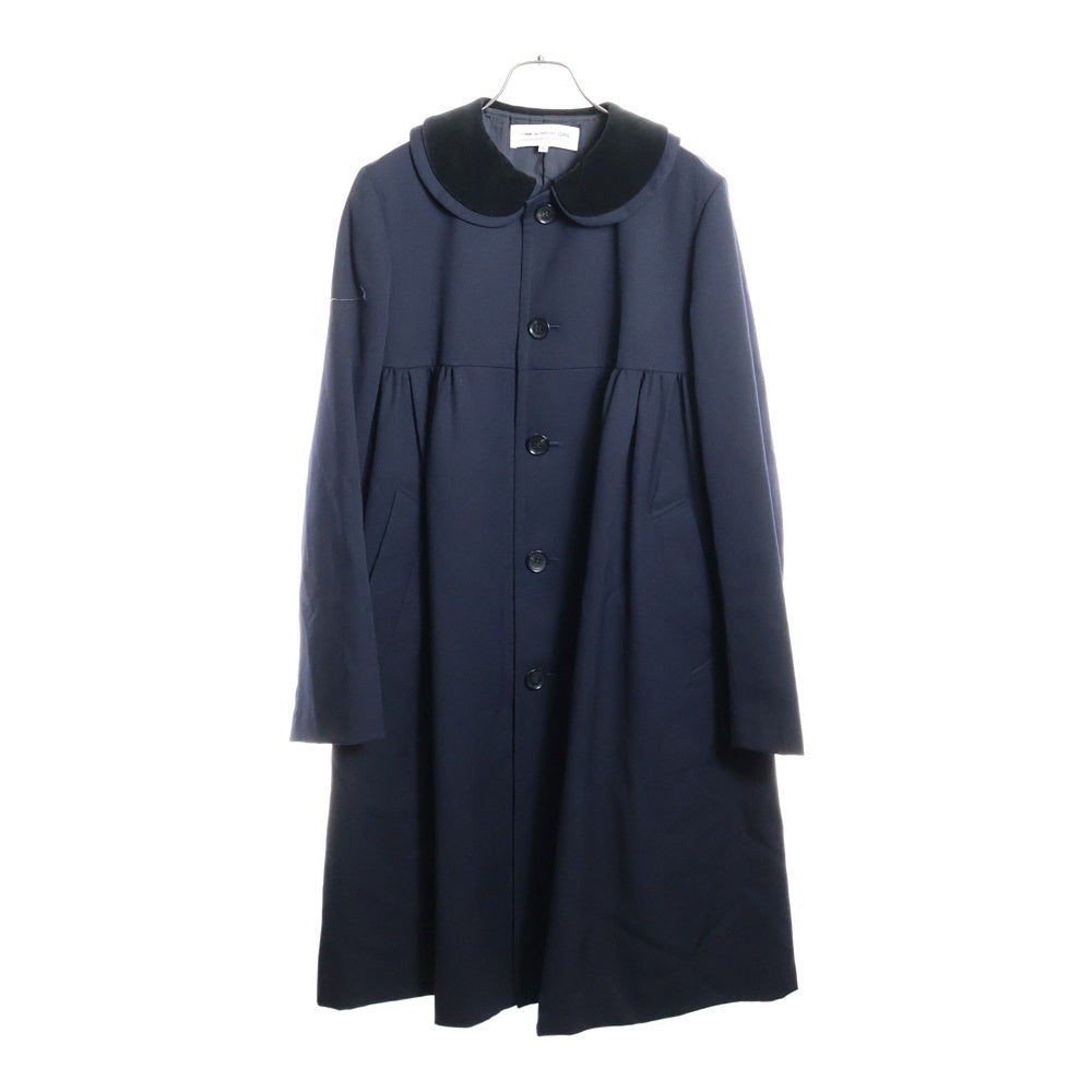 COMME DES GARCONS GIRL(コムデギャルソンガール) ベロア切替ダブルカラーウールコート 長袖ワンピース ブラック NP-C001