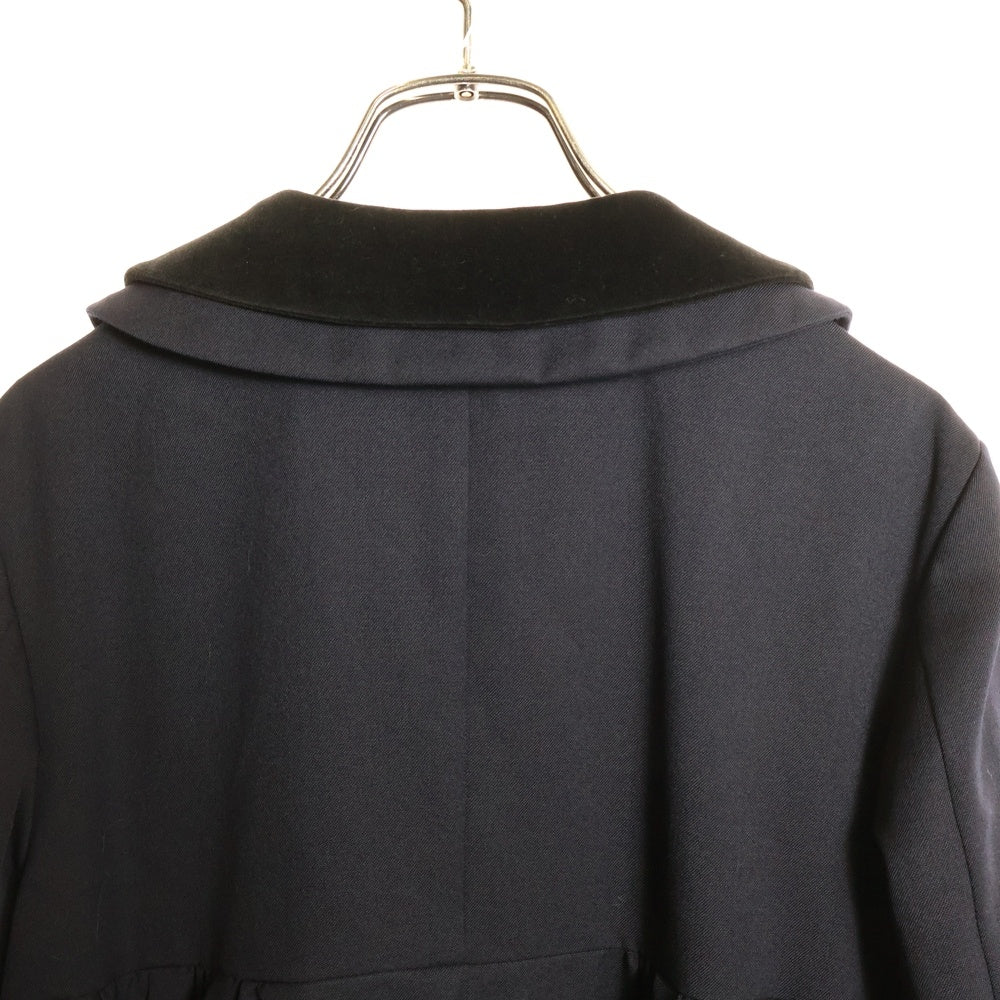 COMME DES GARCONS GIRL(コムデギャルソンガール) ベロア切替ダブルカラーウールコート 長袖ワンピース ブラック NP-C001