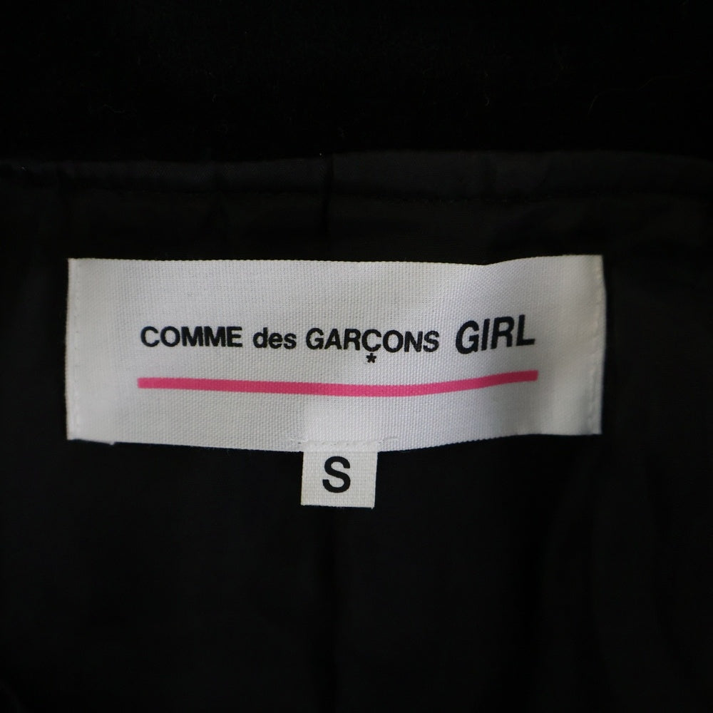 COMME DES GARCONS GIRL(コムデギャルソンガール) ベロア切替ダブルカラーウールコート 長袖ワンピース ブラック NP-C001