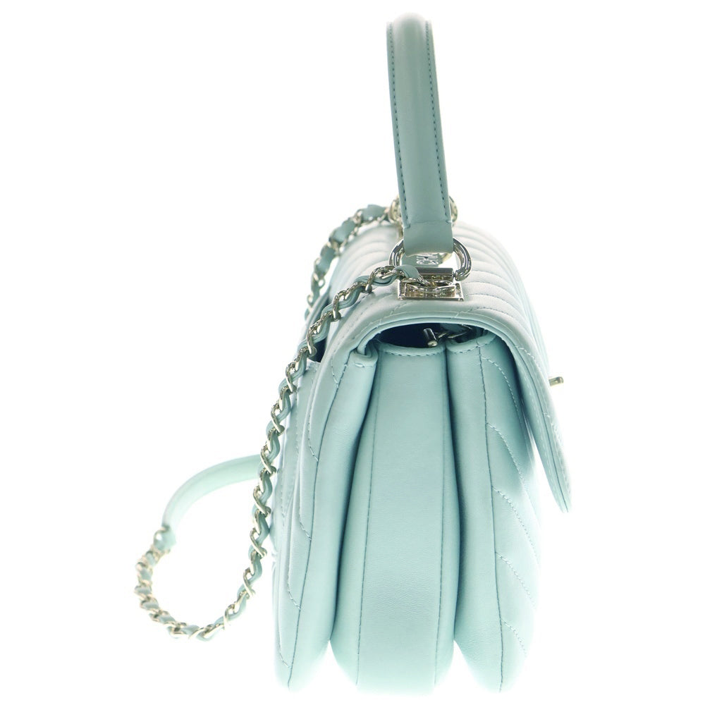 CHANEL(シャネル) トレンディCC トップハンドル 2wayショルダーバッグ ハンドバッグ ミント ラムスキン ゴールド金具