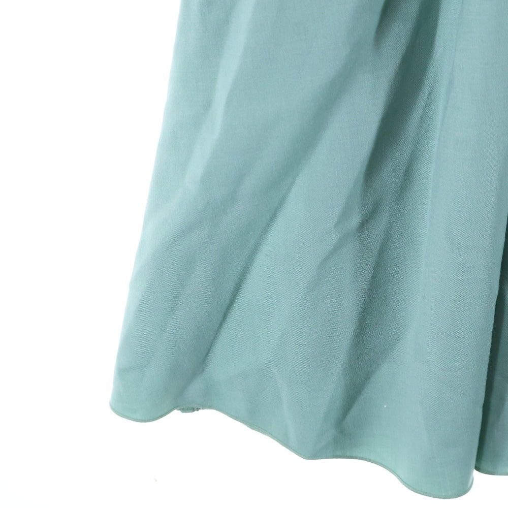 FOXEY(フォクシー) レーヨン ウール混 ギャザー クルーネック ノースリーブ ミディアム フレア ワンピース ライトグリーン レディース 39814-NA0FZ103PR