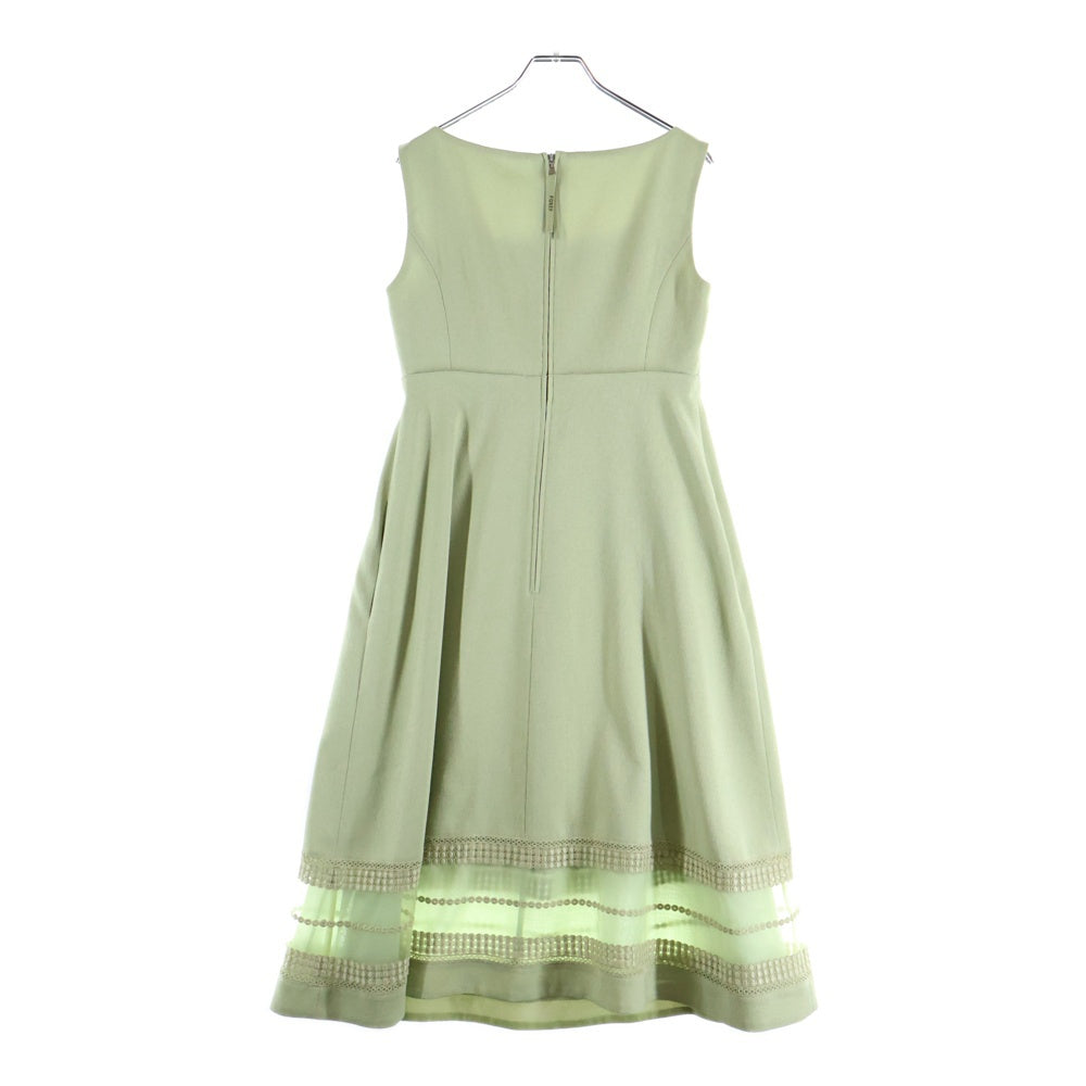 FOXEY(フォクシー) ヌーヴォドレス ワンピース リネンライクオーガンジーレス ノースリーブ ミディアム フレア ワンピース ライトグリーン レディース 42151-NA00F608IW