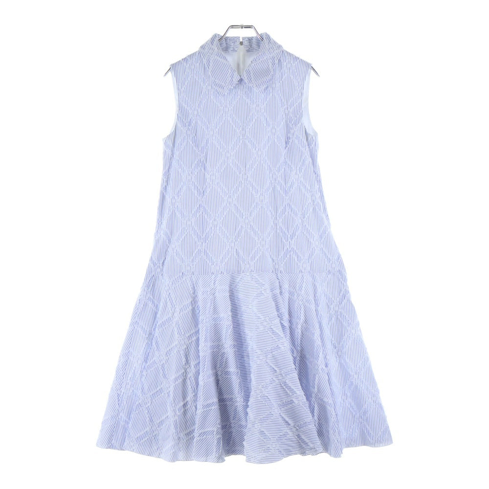 FOXEY(フォクシー) リーブル ストライプ総柄 ジャガード コットン ミディアム フレア ワンピース ライトブルー/ホワイト レディース 42778-NS000624T