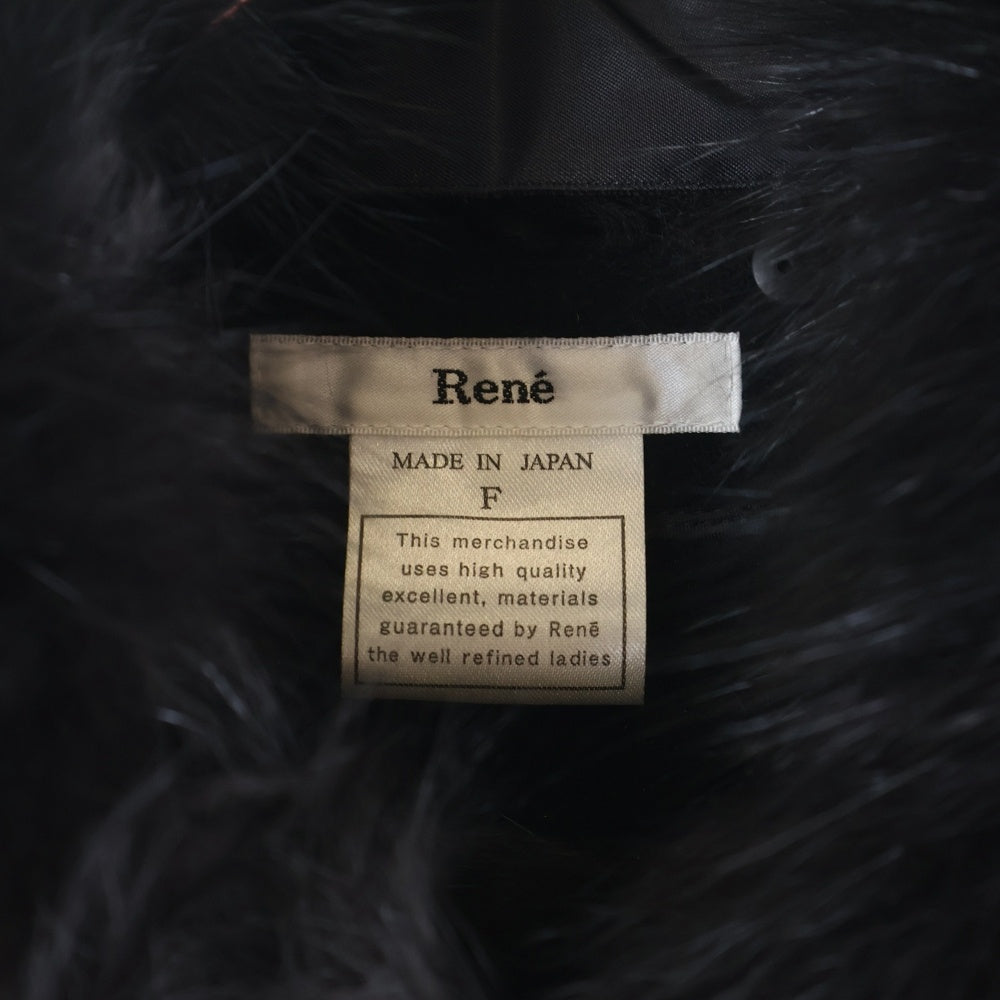 Rene(ルネ) アンゴラ シルク混 ウール ポンチョ コート ブラック レディース 6738140A