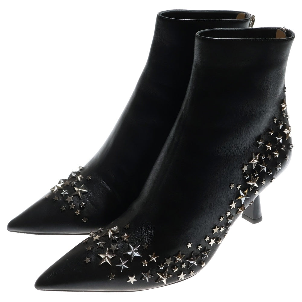 JIMMY CHOO(ジミーチュウ) スタースタッズ ヒール ポインテッドトゥ ショートブーツ シューズ ブラック レディース