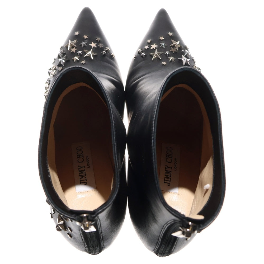 JIMMY CHOO(ジミーチュウ) スタースタッズ ヒール ポインテッドトゥ ショートブーツ シューズ ブラック レディース