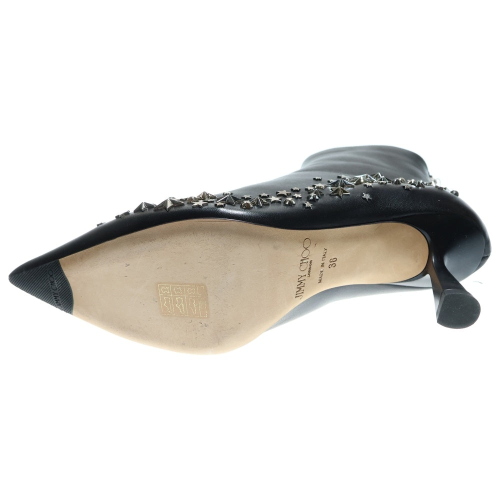 JIMMY CHOO(ジミーチュウ) スタースタッズ ヒール ポインテッドトゥ ショートブーツ シューズ ブラック レディース
