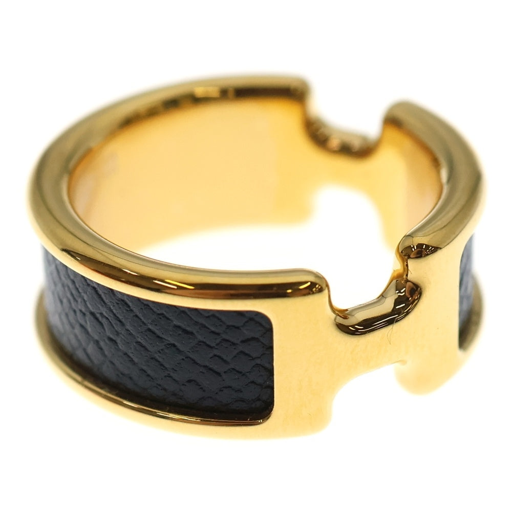 【極美品】エルメス オランプ PM ブラック　ゴールド　リング　指輪 HERMES(エルメス) オランプPM リング 指輪 ゴールド×ブラック エプソン GP