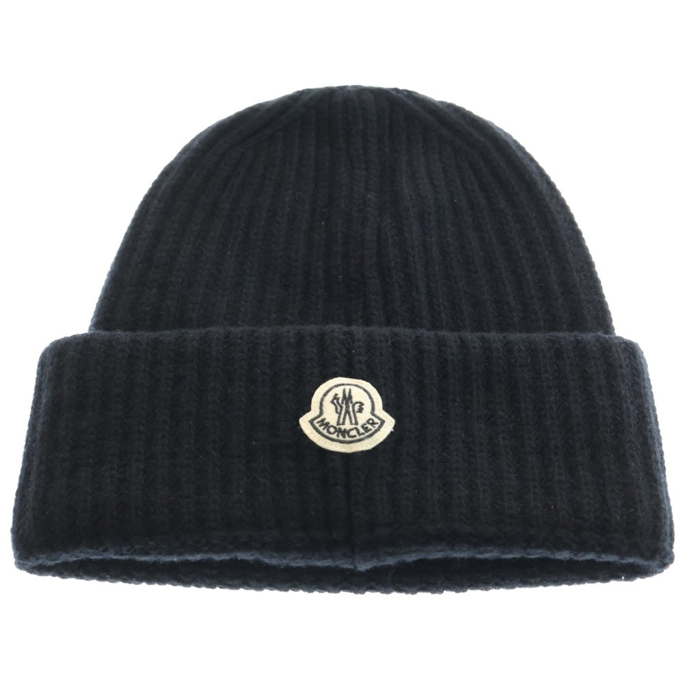 MONCLER(モンクレール) ×FRAGMENT コラボ ワッペンロゴ ウールニットキャップ 帽子 ブラック I209U3B00001 A9303