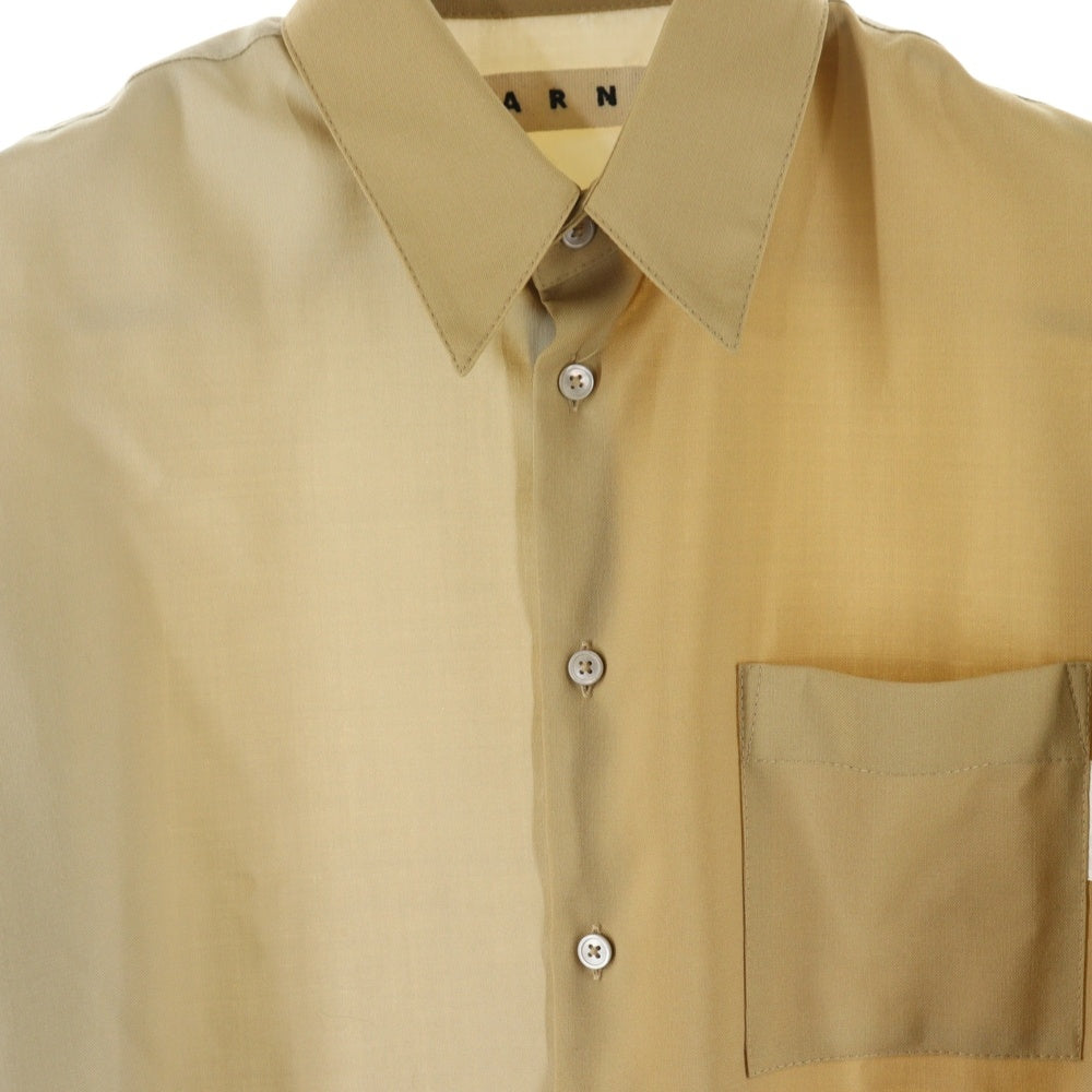 MARNI(マルニ) ロゴポケット 裏地付バイカラーウール長袖シャツ ベージュ CUMU0061QU-TW839