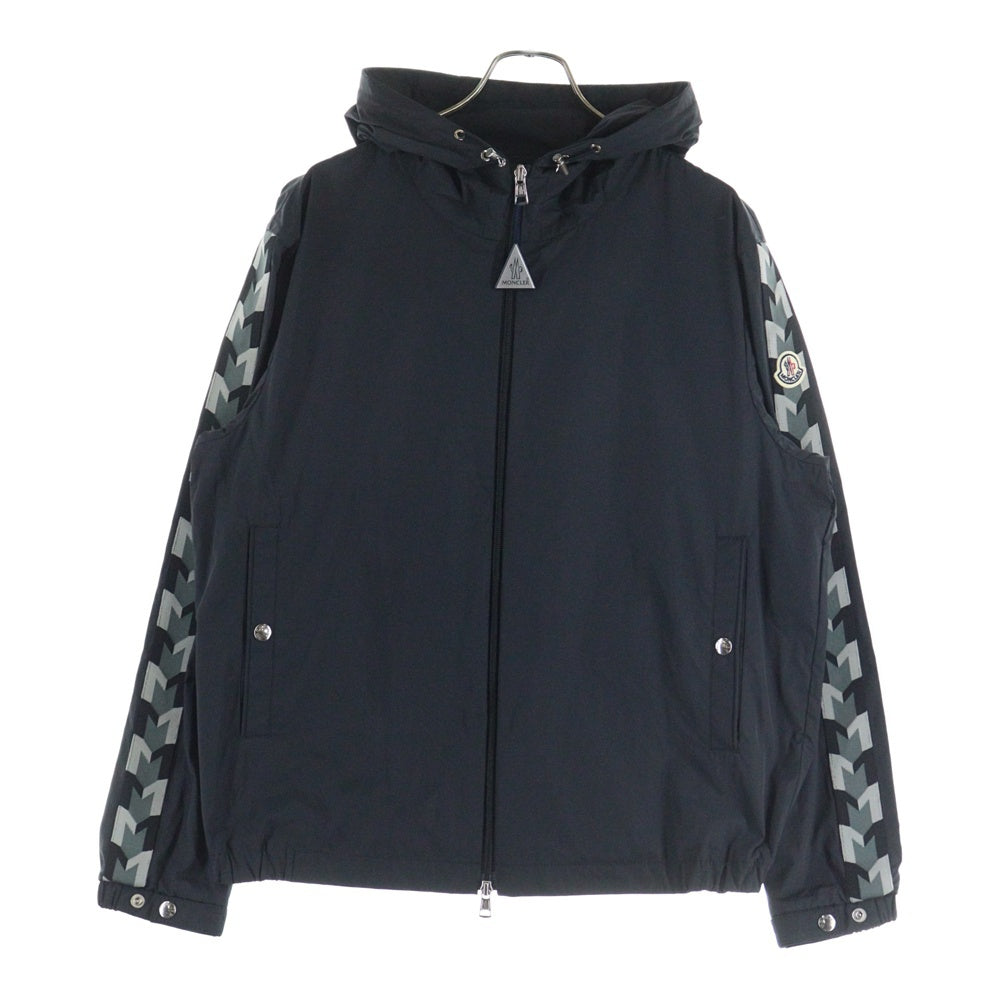 MONCLER(モンクレール) MOYSE モイース ワッペンロゴ サイドライン ナイロン フーデッド ジップアップ ジャケット ブラック J10911A00047 54A91
