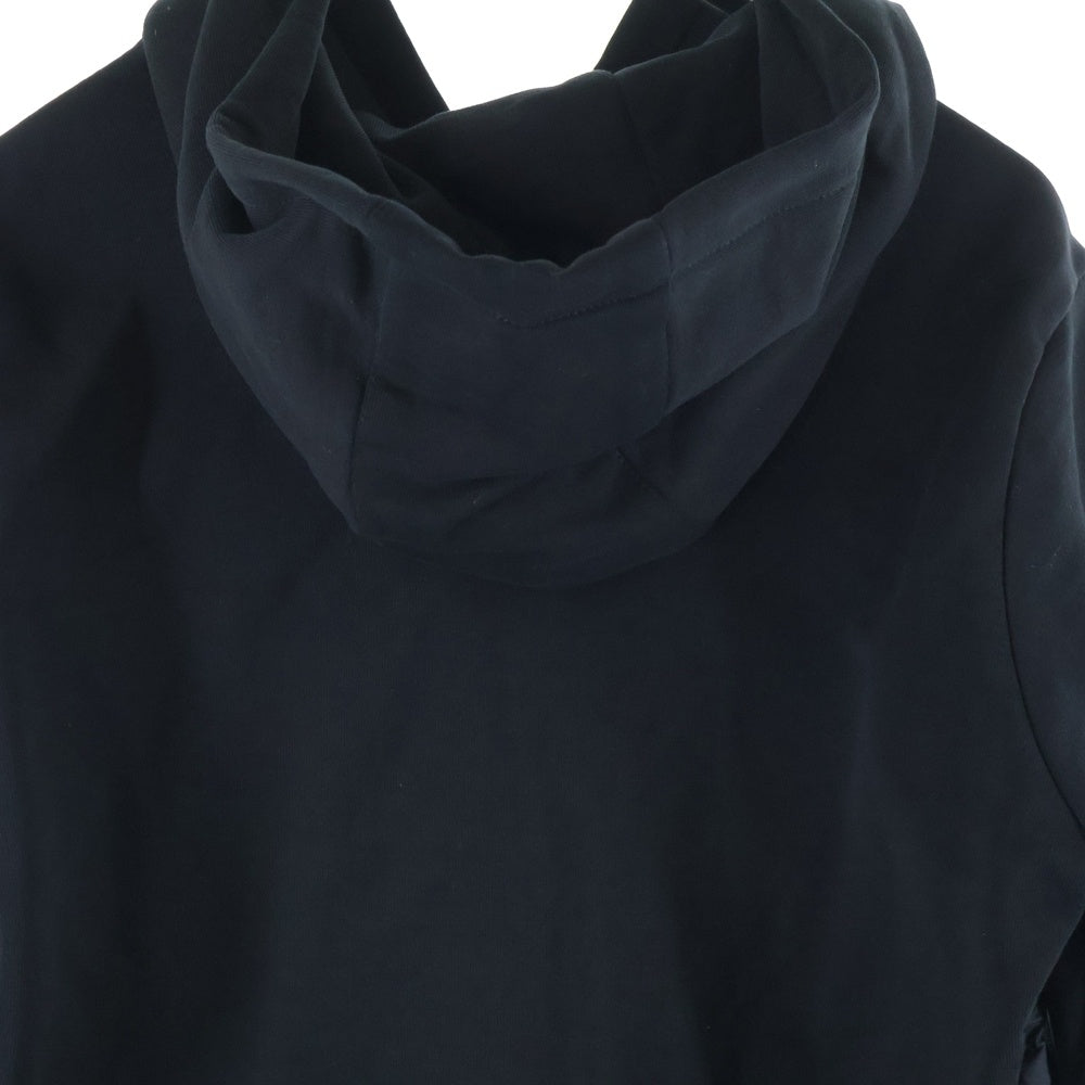 MONCLER(モンクレール) 23AW FELPA APERTA CON CAPPUCCIO レザーワッペンロゴ スウェット切り替え フーデッド ジップアップ ダウンジャケット ブラック I20918G00035 809KZ