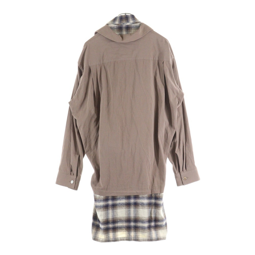 MAISON MIHARAYASUHIRO(メゾンミハラヤスヒロ) 25SS シャツドッキング チェック柄 フランネル ショールカラー ガウン ロング コート ベージュ A10SH077