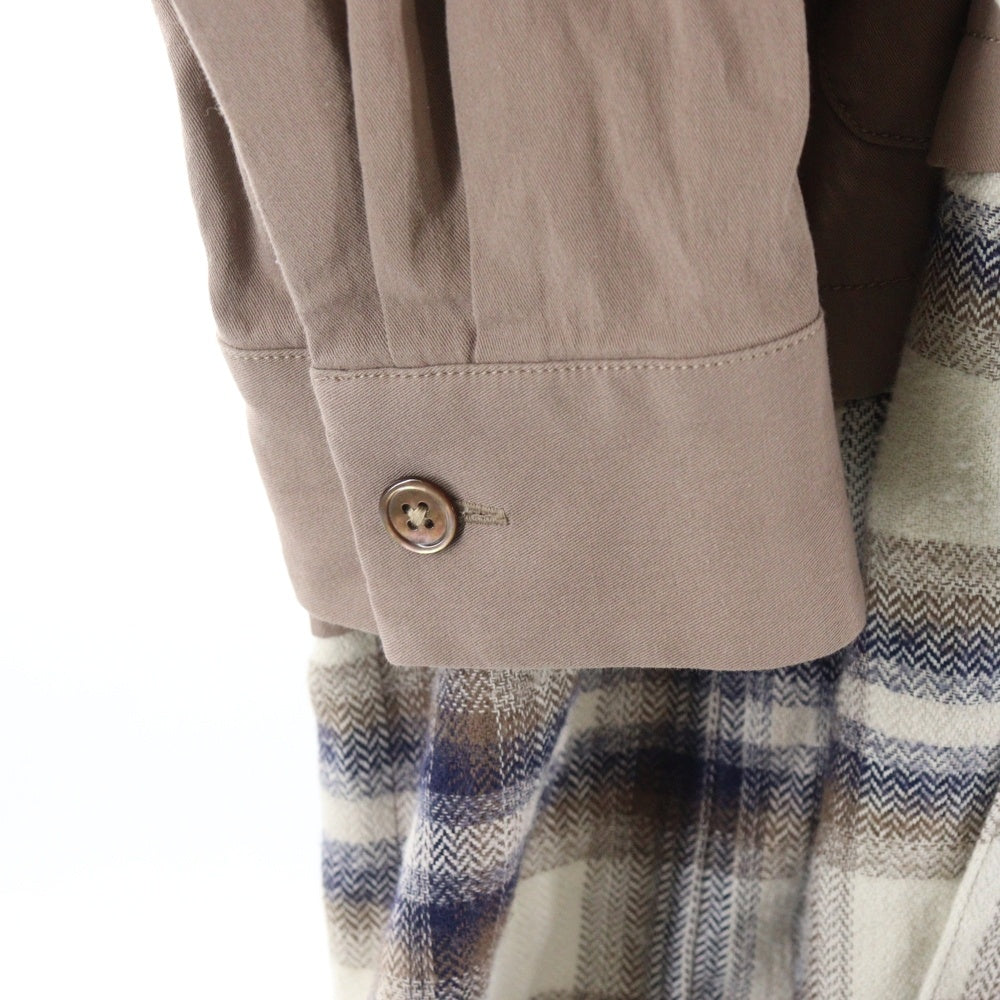 MAISON MIHARAYASUHIRO(メゾンミハラヤスヒロ) 25SS シャツドッキング チェック柄 フランネル ショールカラー ガウン ロング コート ベージュ A10SH077