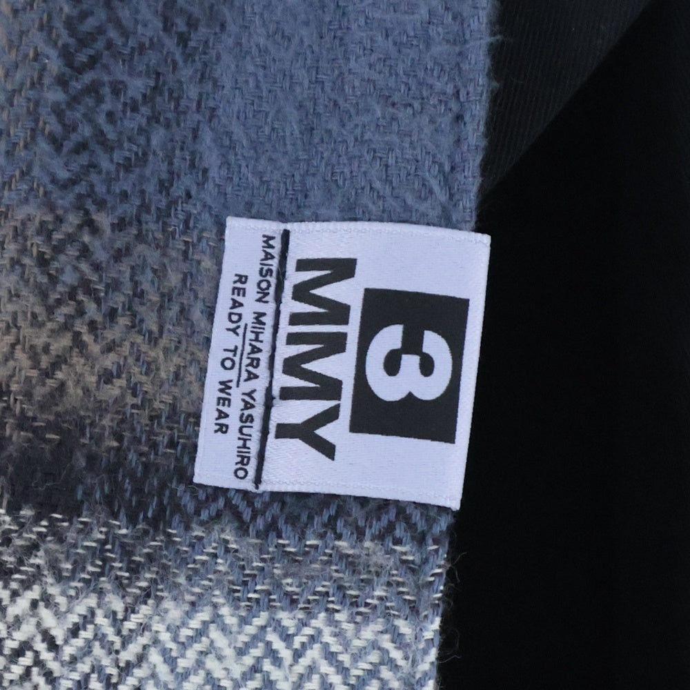 MAISON MIHARAYASUHIRO(メゾンミハラヤスヒロ) 25SS シャツドッキング ショールカラー フランネル チェック柄 ガウン ロング コート ブラック/ブルー A10SH077