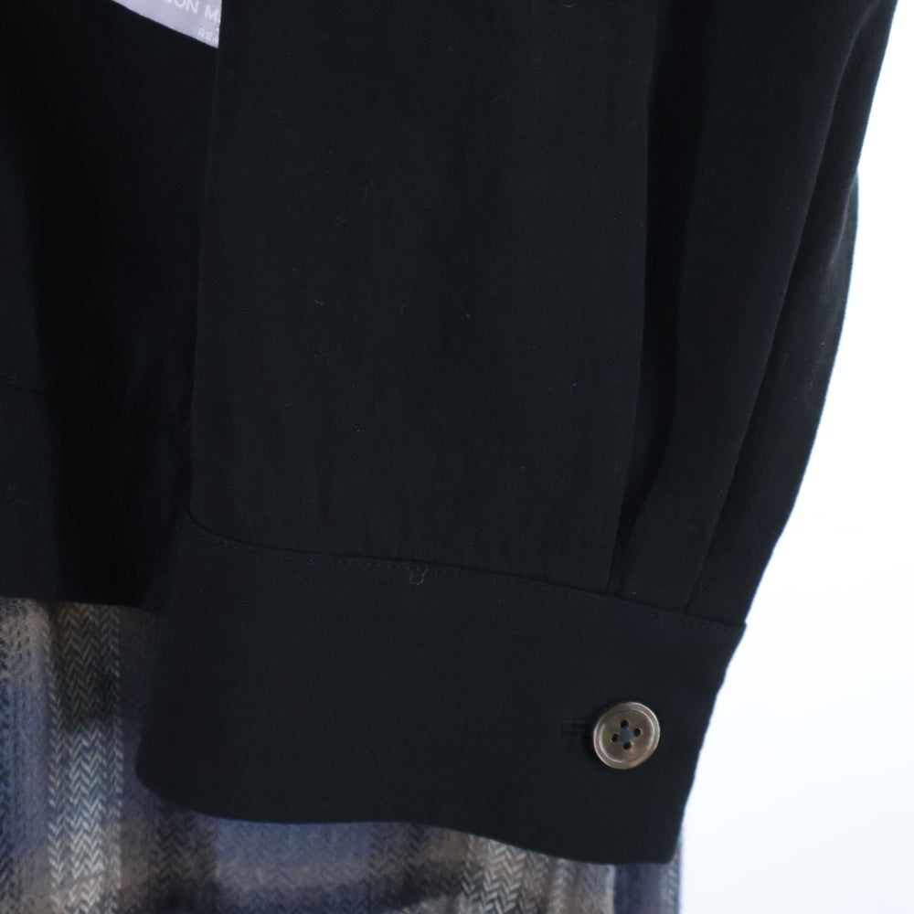 MAISON MIHARAYASUHIRO(メゾンミハラヤスヒロ) 25SS シャツドッキング ショールカラー フランネル チェック柄 ガウン ロング コート ブラック/ブルー A10SH077