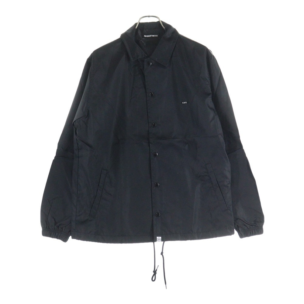 GOD SELECTION XXX(ゴッドセレクショントリプルエックス) ×FRAGMENT フラグメント バックロゴプリント ナイロン スナップボタン コーチジャケット ブラック GX-S23-FJK-01