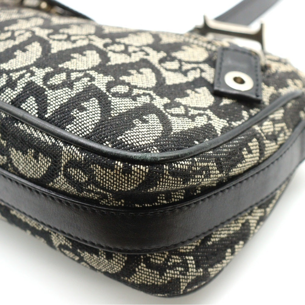 Christian Dior(クリスチャンディオール) トロッター ワンショルダーバック ハンドバッグ グレー レザー×キャンバス シルバー金具