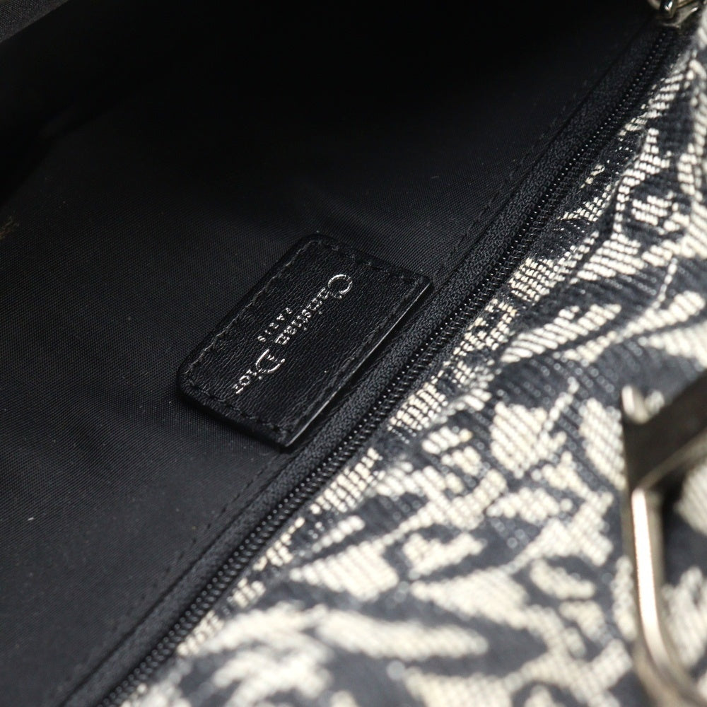 Christian Dior(クリスチャンディオール) トロッター ワンショルダーバック ハンドバッグ グレー レザー×キャンバス シルバー金具