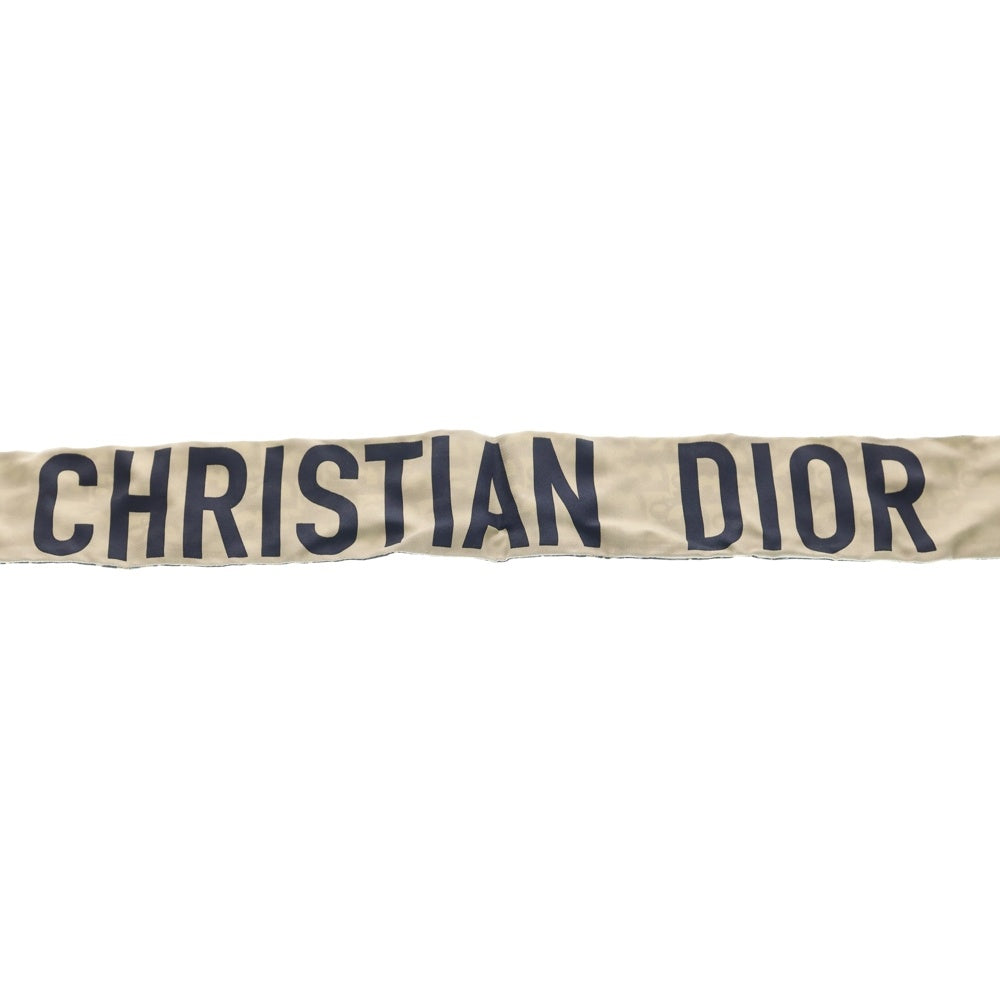 Christian Dior(クリスチャンディオール) ミッツァ スカーフ シルク オブリーク ベージュ×ネイビー