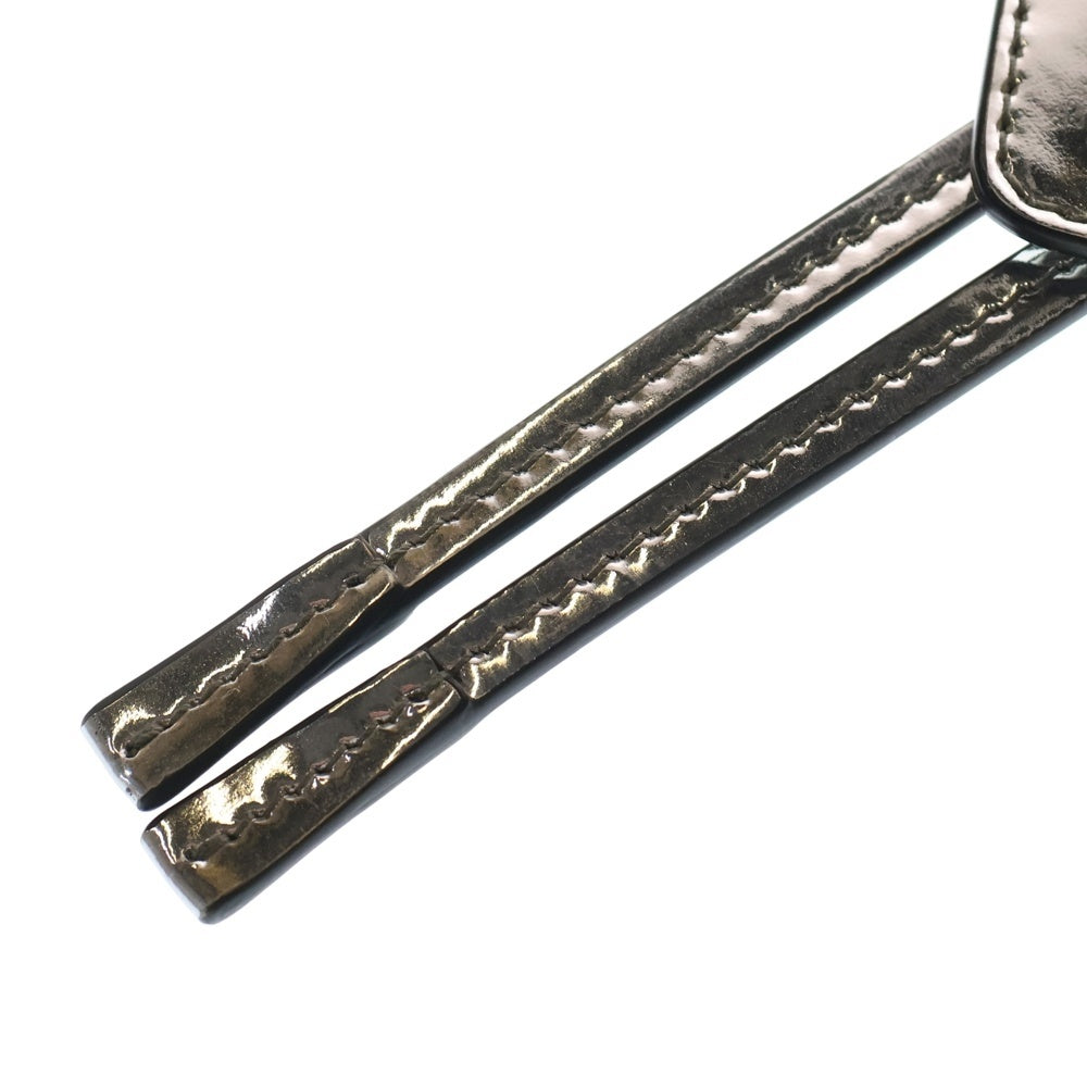 PRADA(プラダ) ブラッシュドレザー トライアングルロゴプレート ループタイ ボロタイ シルバー