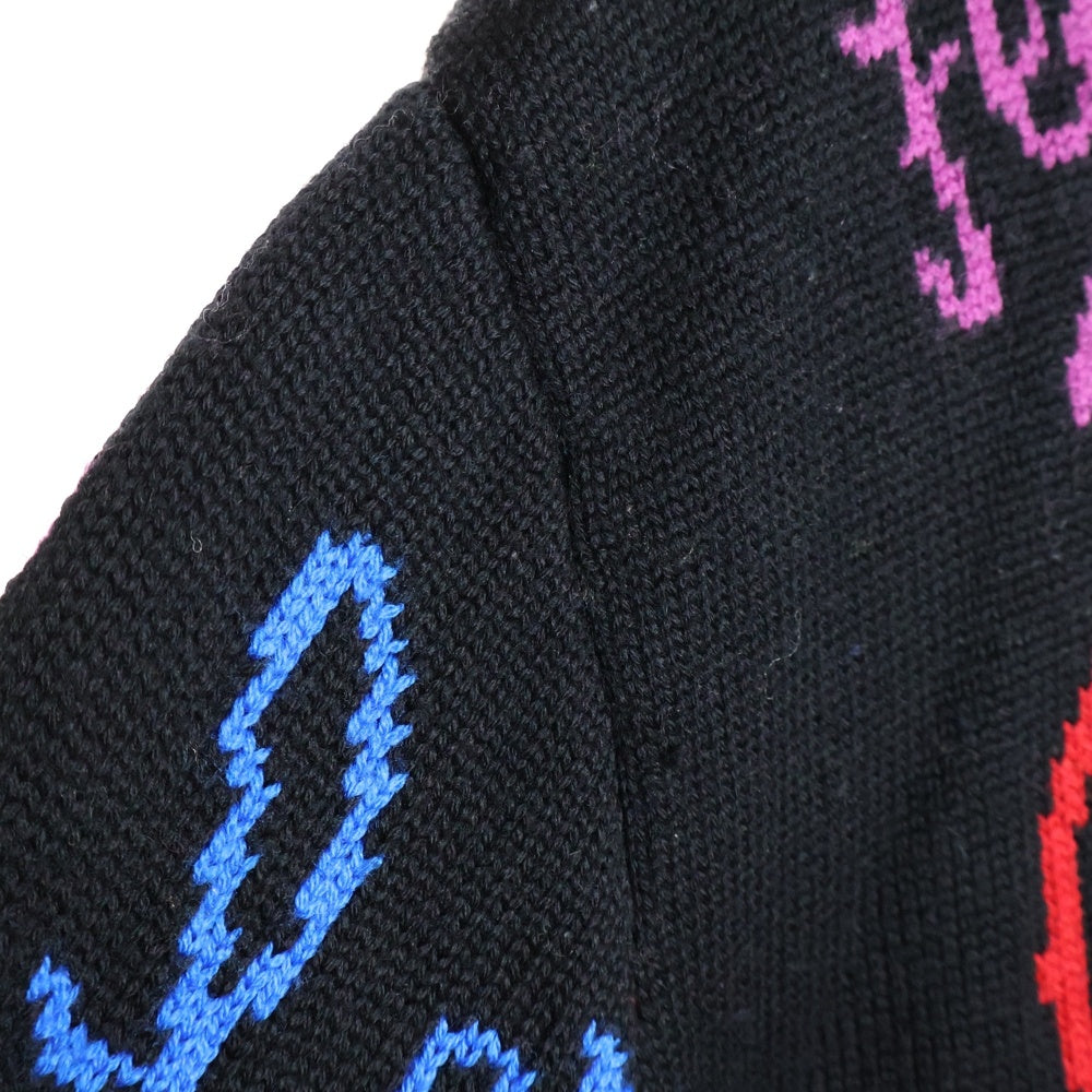 FENDI(フェンディ) 21AW ×Noel Fielding ×ノエルフィールディングコラボ グラフィック総柄プルオーバーニットセーター ブラック FZY463AH3E