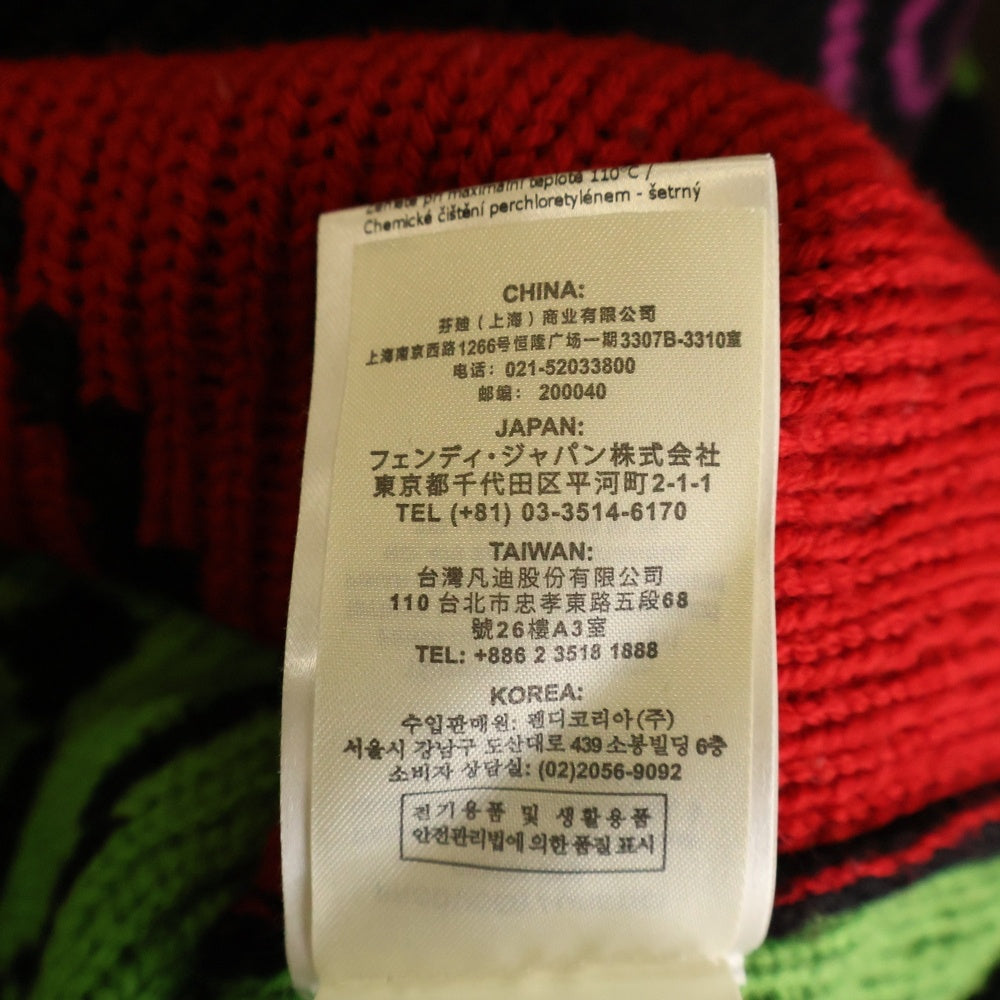 FENDI(フェンディ) 21AW ×Noel Fielding ×ノエルフィールディングコラボ グラフィック総柄プルオーバーニットセーター ブラック FZY463AH3E