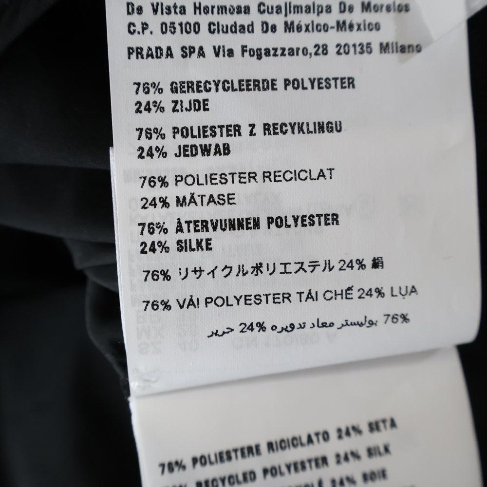 miumiu(ミュウミュウ) 22SS シルクテック ラバーロゴ ジップアップ ノースリーブ ロング フレア ワンピース ブラック レディース MF4790