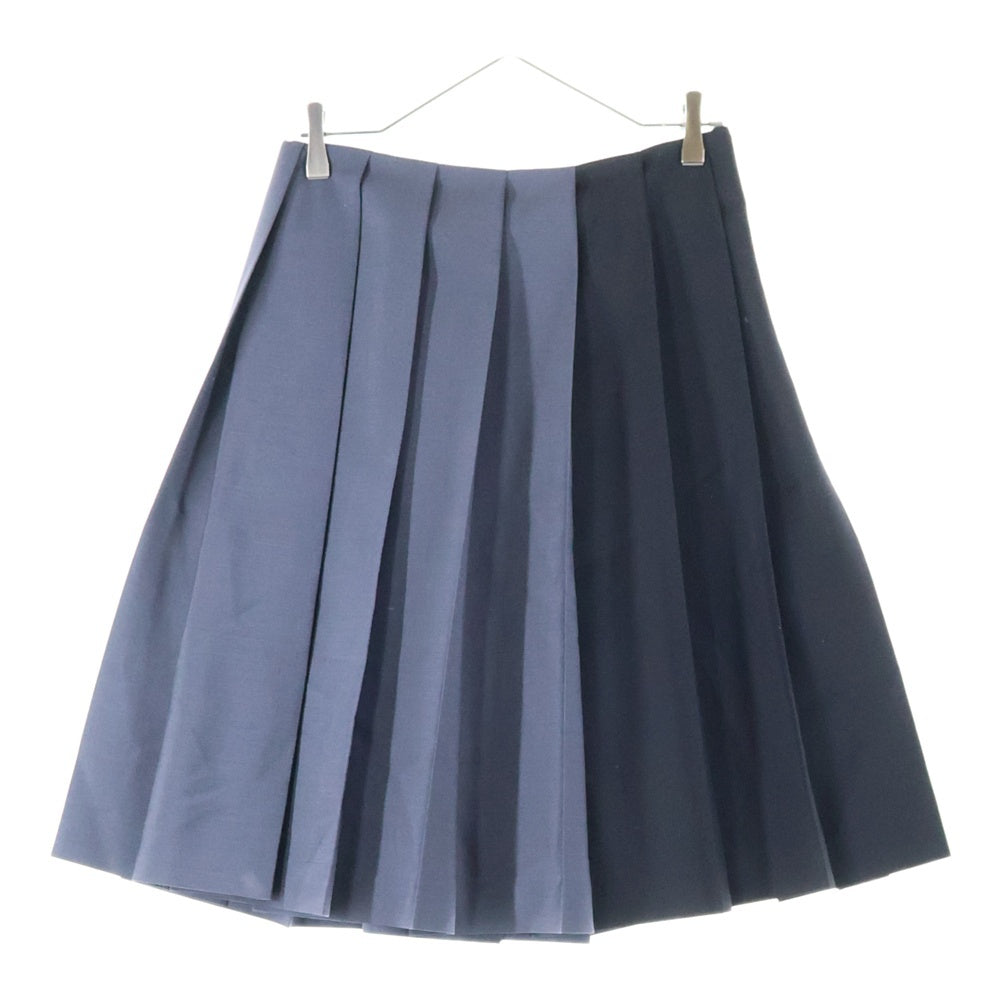 miumiu(ミュウミュウ) ワッペンロゴ バイカラー プリーツ ミディアム フレアスカート グレー/ブラック レディース