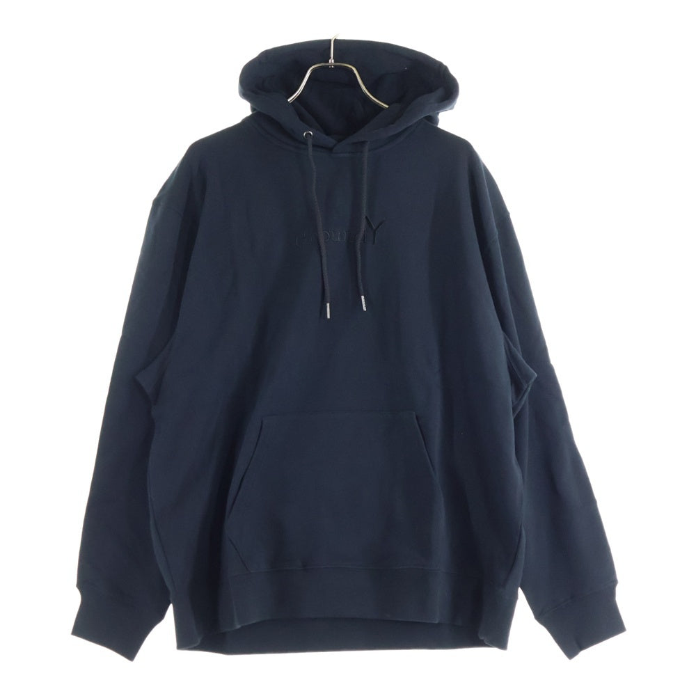Ground Y(グラウンドワイ) 24SS ×NEW ERA OVERSIZED SWEAT PULLOVER HOODIE ニューエラコラボ バックプリントロゴ刺繍プルオーバースウェットパーカー ブラック GS-T50-050-1