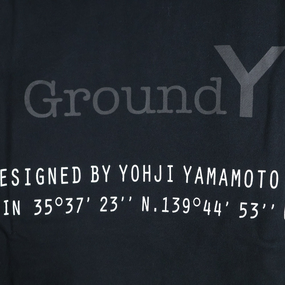 Ground Y(グラウンドワイ) 24SS ×NEW ERA OVERSIZED SWEAT PULLOVER HOODIE ニューエラコラボ バックプリントロゴ刺繍プルオーバースウェットパーカー ブラック GS-T50-050-1