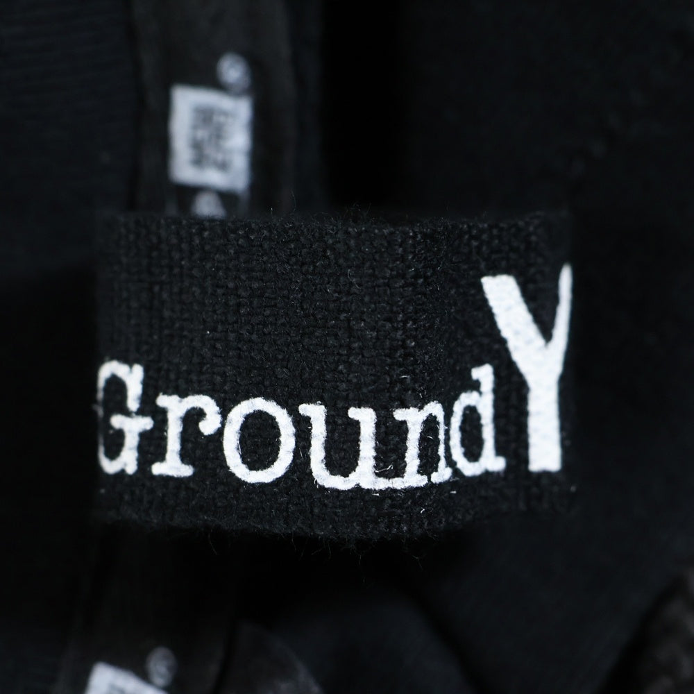 Ground Y(グラウンドワイ) 24SS ×NEW ERA OVERSIZED SWEAT PULLOVER HOODIE ニューエラコラボ バックプリントロゴ刺繍プルオーバースウェットパーカー ブラック GS-T50-050-1