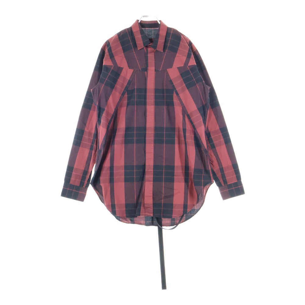 JULIUS(ユリウス) 18SS ANDOM PATTERN HARNESS SHIRT ランダムパターンハーネス付長袖チェックシャツ ブラック/レッド 617SHM1