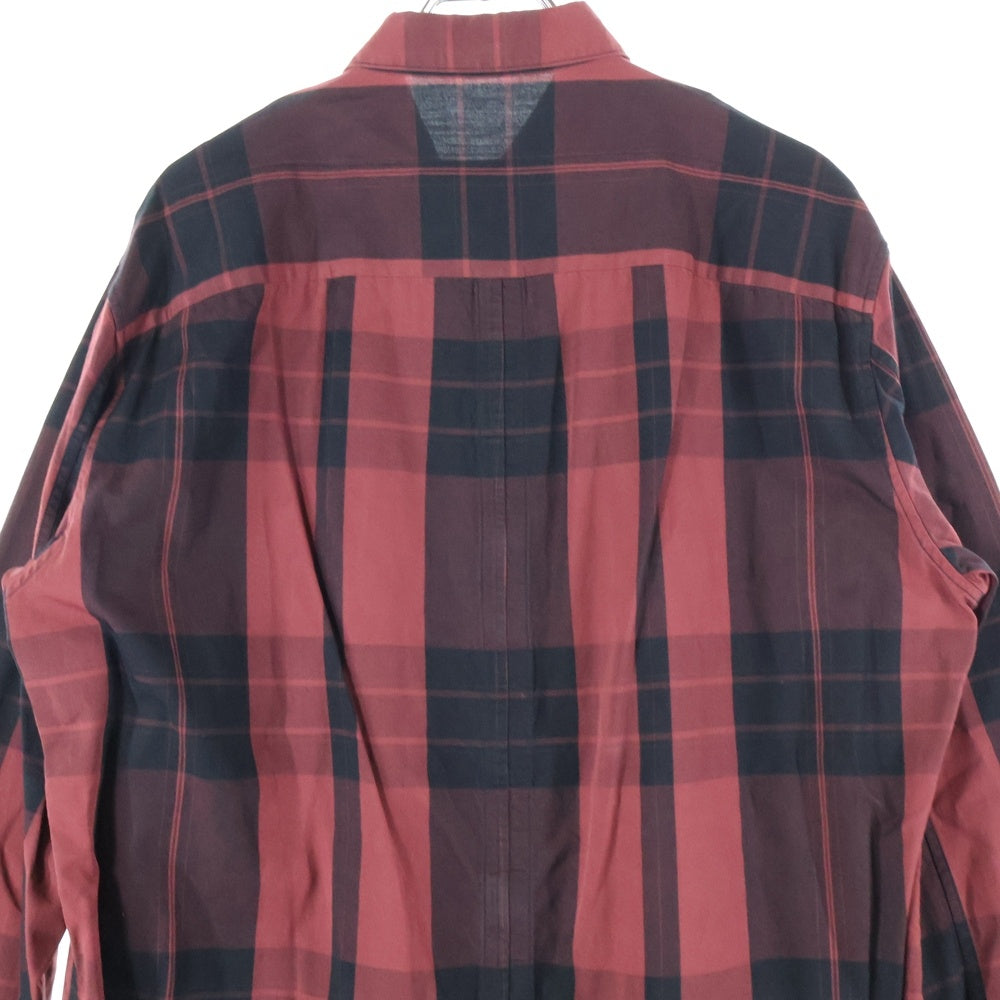 JULIUS(ユリウス) 18SS ANDOM PATTERN HARNESS SHIRT ランダムパターンハーネス付長袖チェックシャツ ブラック/レッド 617SHM1